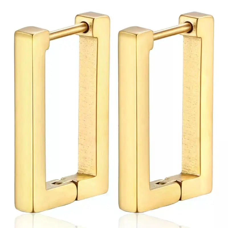 Stainless Steel Gold Color Square Hoop Earrings for Women Punk Hip-Hop Metal Geometric Earrings Trend 2024 Fashiom Jewelry Party