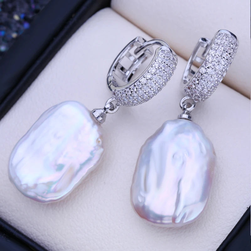 FENASY Natural Freshwater Big Baroque Pearl Drop Earrings 925 Sterling Silver Party Wedding Jewelry Gifts For Women Wholesale