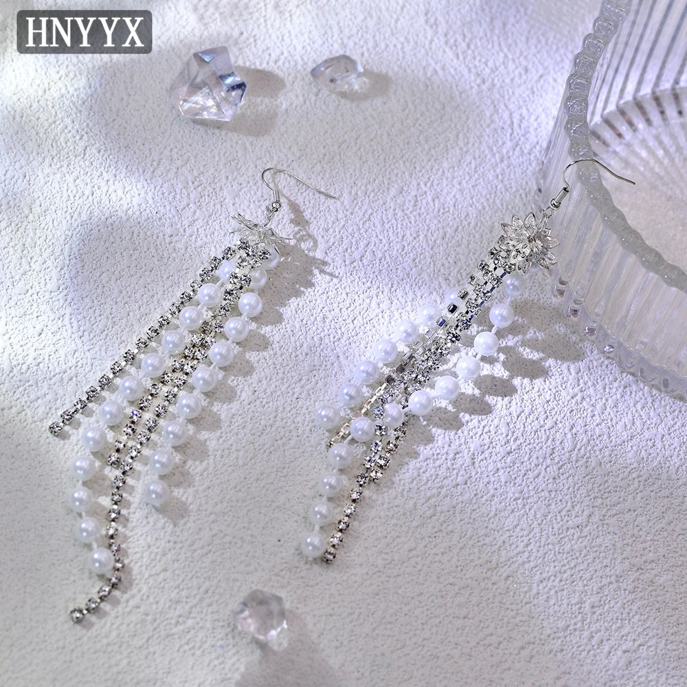 HNYYX Pearl Wide Hair Hoop Korean Popular Headband Alloy Double Row Hairband Party Fashion Hair Accessories