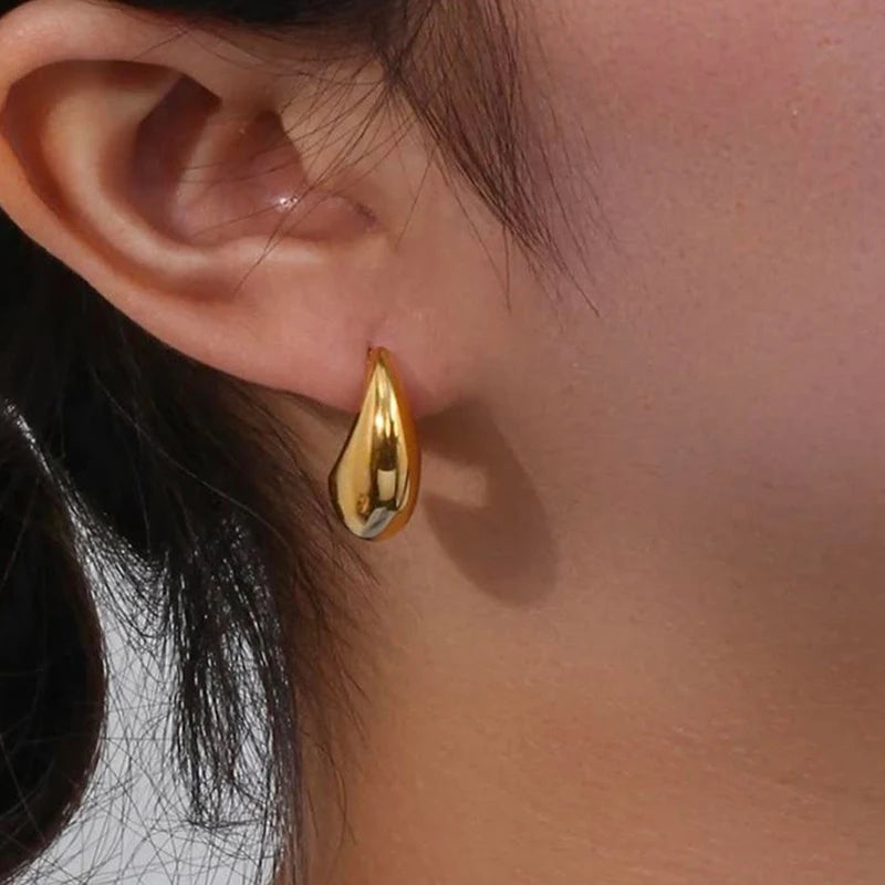 Exaggerate 50mm Big Water Drop 18K Gold Plated Metal Oversize Dupes Thick Drop Earrings Lightweight Stainless Steel Jewelry New