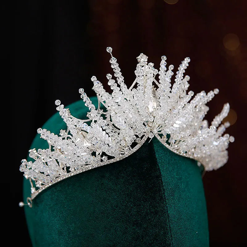 KMVEXO Cubic Zirconia Crystal Beaded Crowns Tiaras Baroque Crown Tiara For Women Bride Pageant Prom Diadem Wedding Hair Jewelry