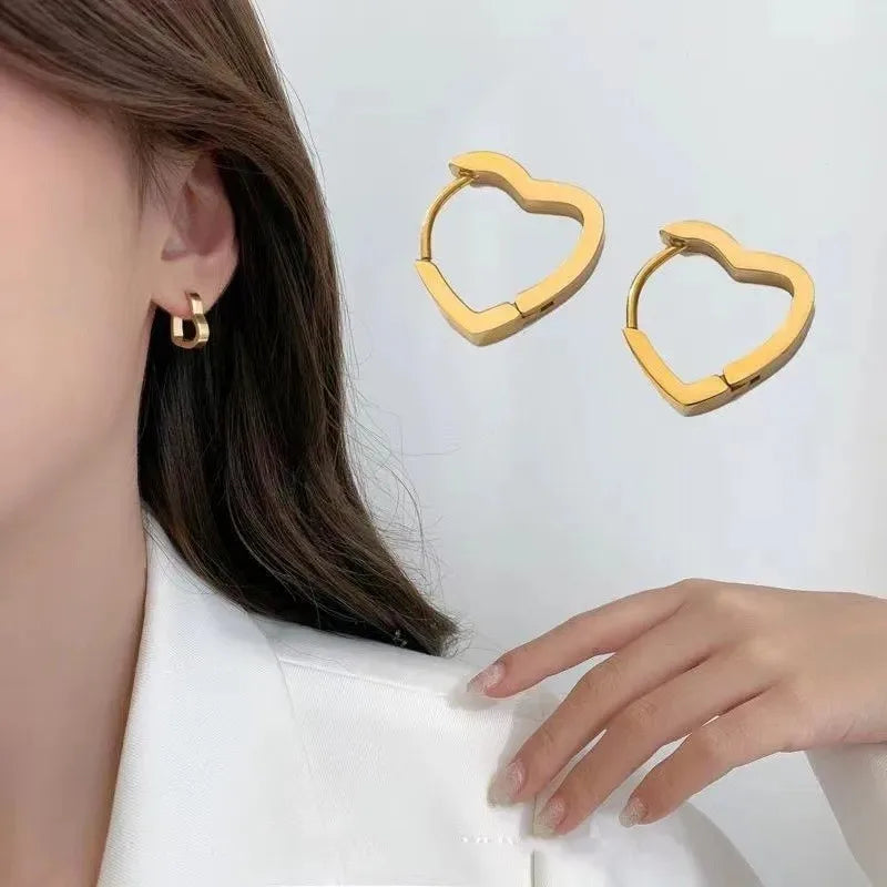 Stainless Steel Gold Color Square Hoop Earrings for Women Punk Hip-Hop Metal Geometric Earrings Trend 2024 Fashiom Jewelry Party