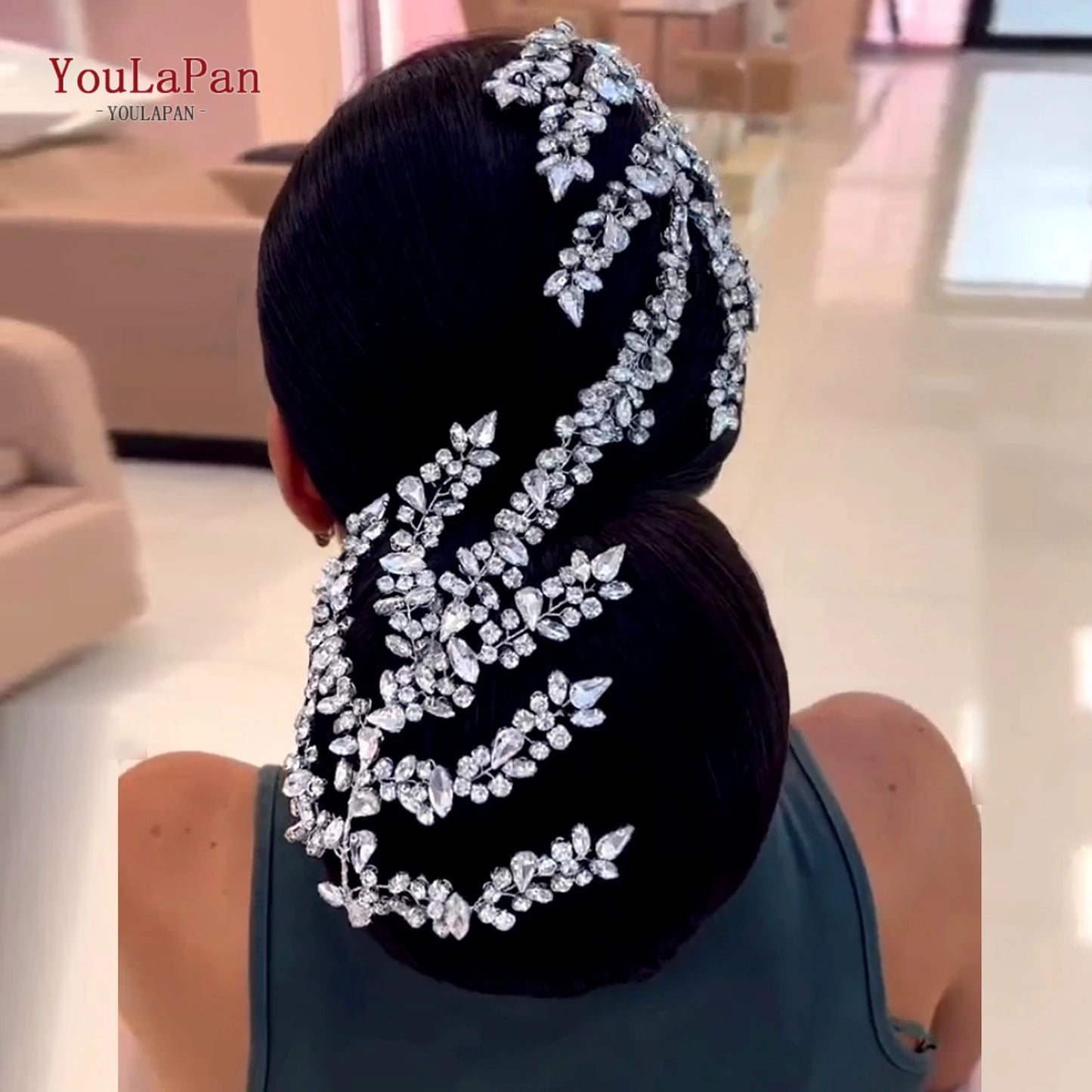 TOPQUEEN Wedding Headband Shiny Rhinestone Bridal Hair Accessories Women Headpiece Bride Tiara Bridesmaid Head Piece