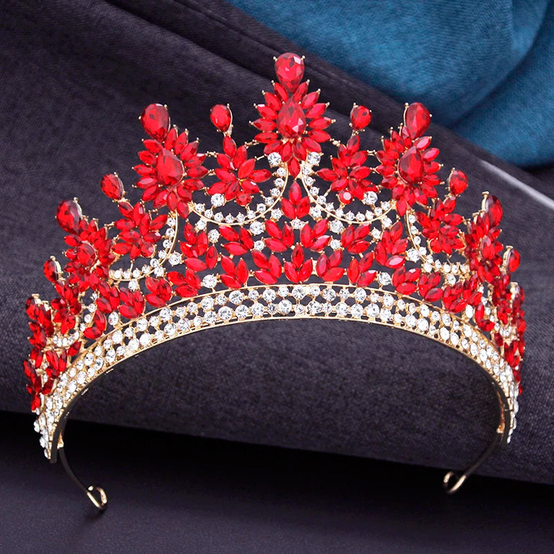 Vintage Baroque Rhinestone Bridal Large Crown Wedding Headdress Party Pageant Queen Big Tiaras Hair Jewelry Bride Headwear