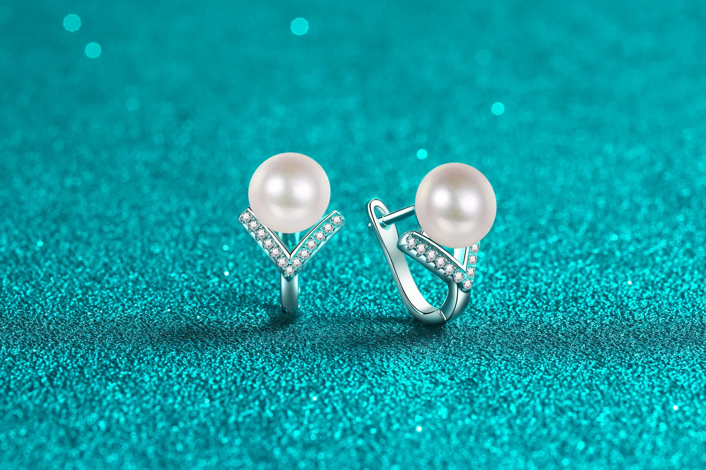 S925 Pure Silver Natural Freshwater 8mm Pearl Moissanite Party Earrings for Women