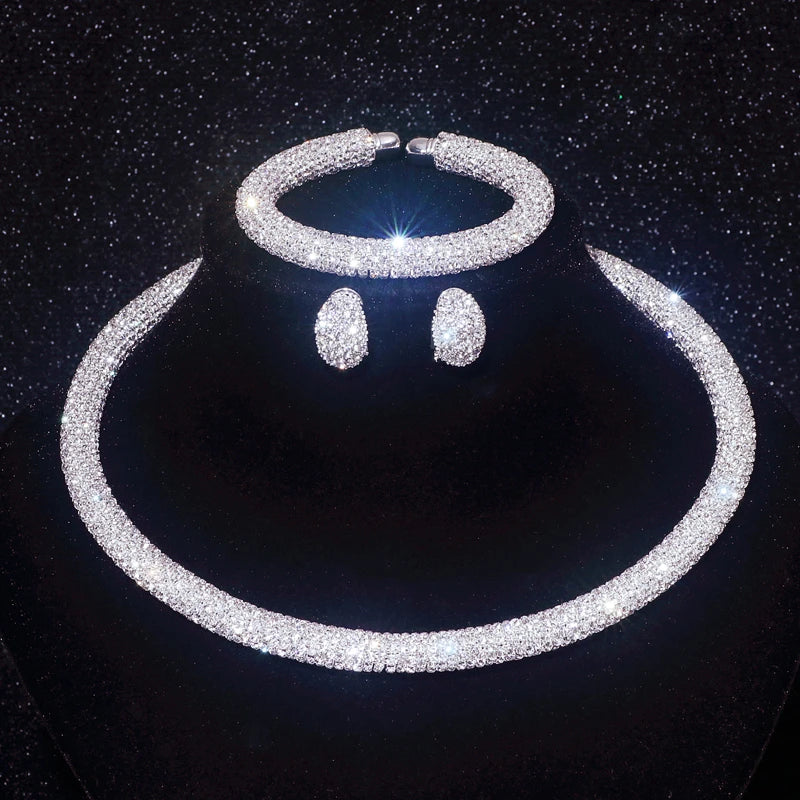 New Fashion Rhinestone Collar Choker Necklace for Women Exaggerated Simple Big Chunky Chain Necklace Torques Jewelry Accessories