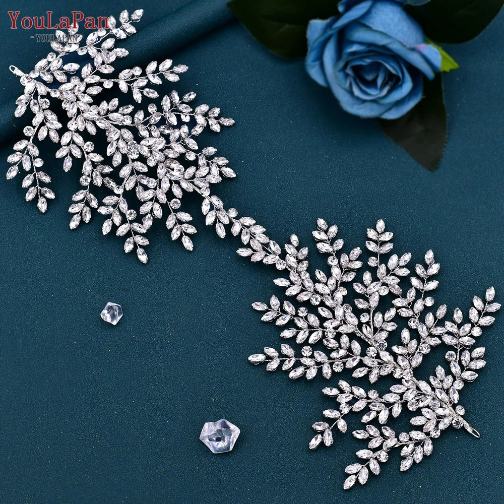 TOPQUEEN Wedding Headband Shiny Rhinestone Bridal Hair Accessories Women Headpiece Bride Tiara Bridesmaid Head Piece