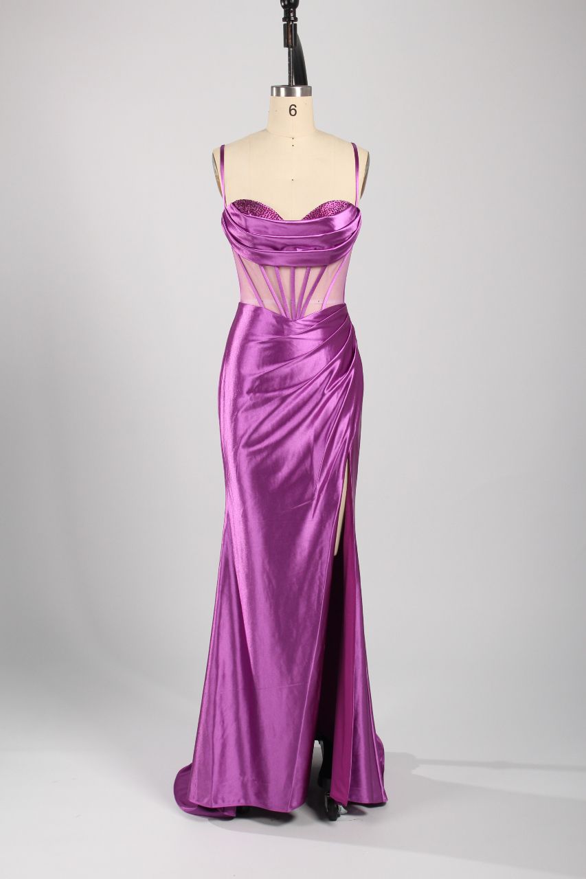 Glamour Lace Mermaid Prom Gown with High Slit - Redefine Elegance