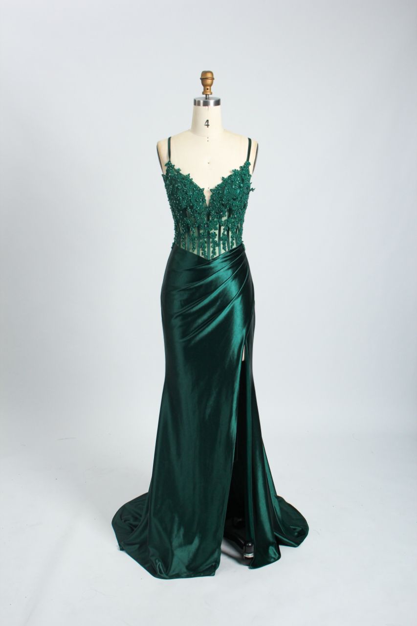 Glamour Lace Mermaid Prom Gown with High Slit - Redefine Elegance