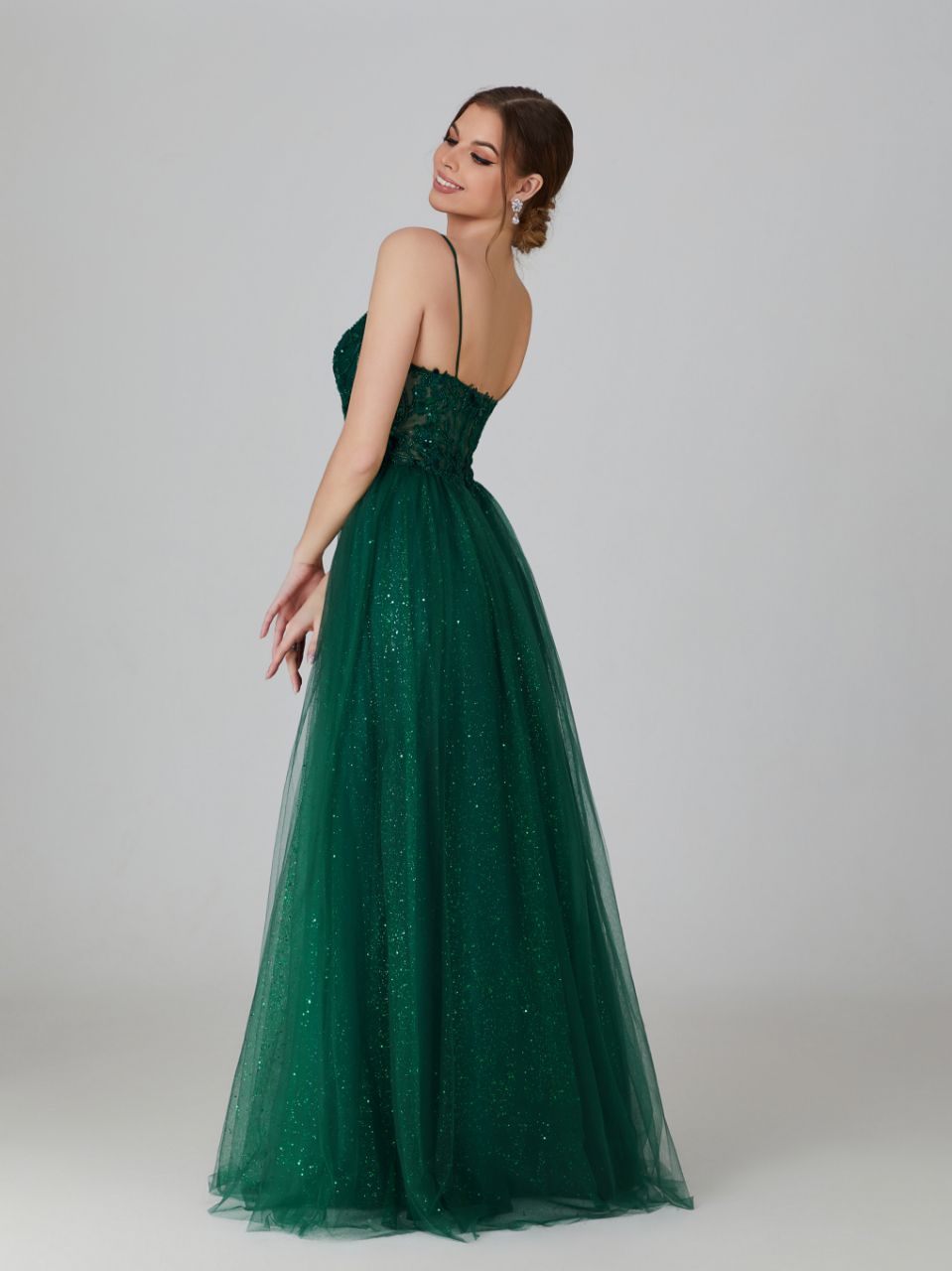 Midnight Glamour Satin & Glitter Ball Gown