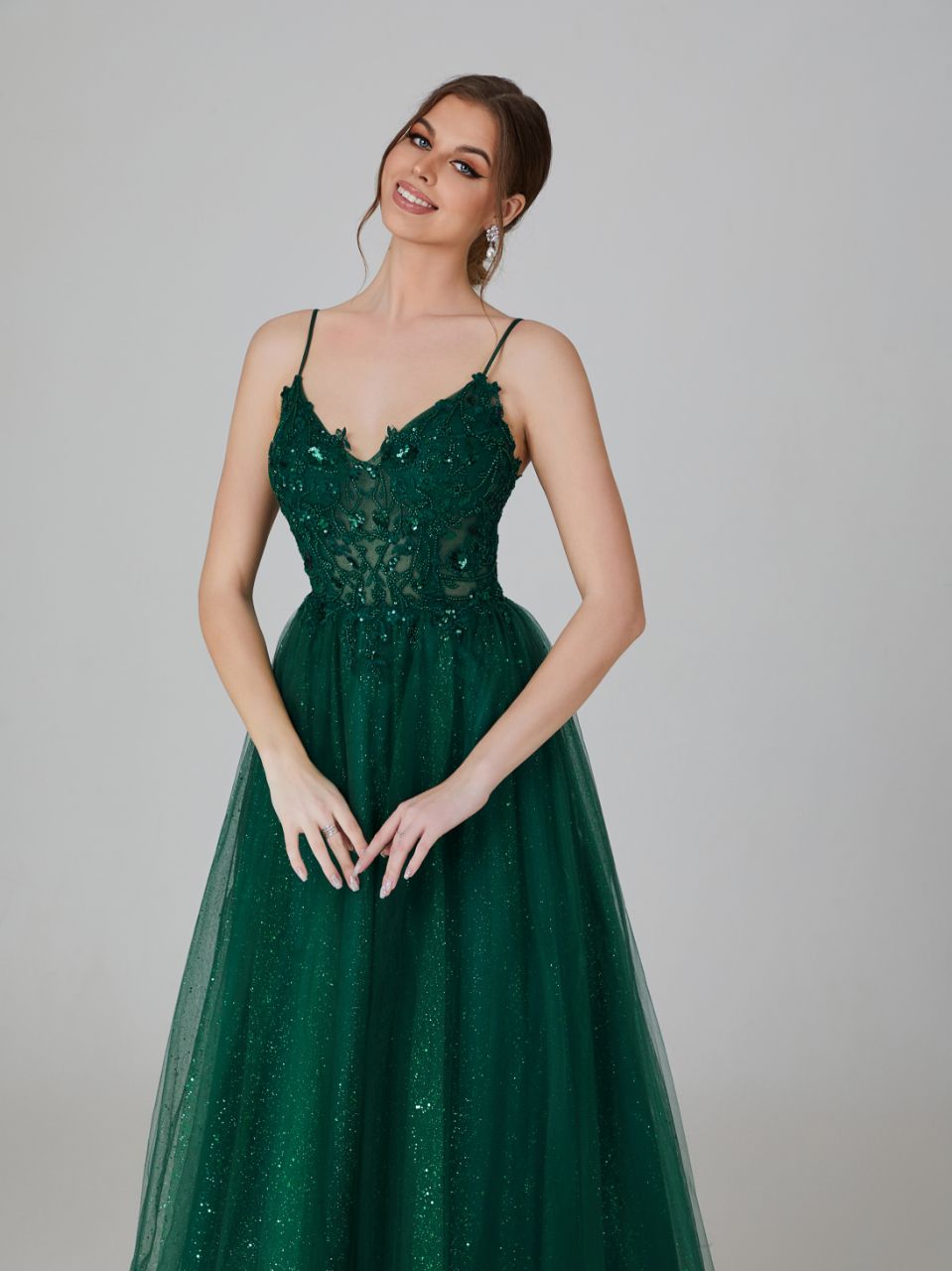 Midnight Glamour Satin & Glitter Ball Gown