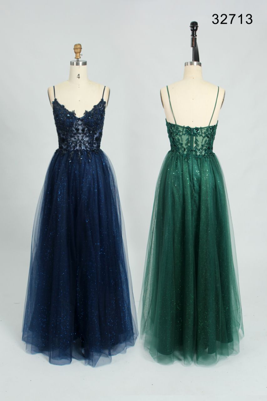 Midnight Glamour Satin & Glitter Ball Gown